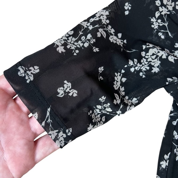 41 Hawthorn XS Black Tan Floral Faux Wrap Midi Dress NWT - Picture 4 of 8